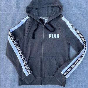 Gray PINK Hoodie with White Accents